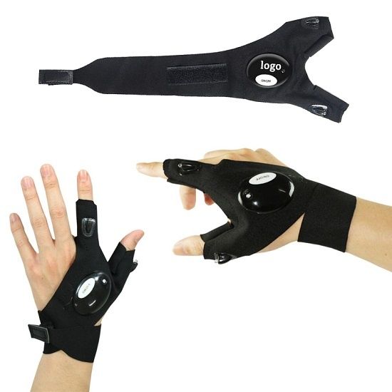 LED Flishlight Fishing Fingerless Gloves