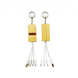 3 in 1 Bamboo Phone Stand Cable/Keychain
