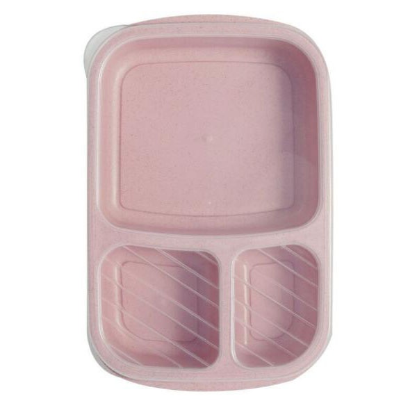 1pc Printed Three-layer Wheat Straw Plastic Bento Box With