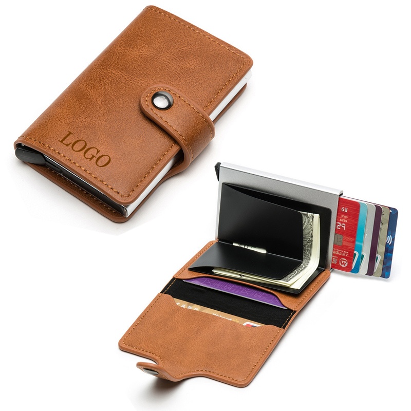 PU Leather Mini Wallet With Metal RFID