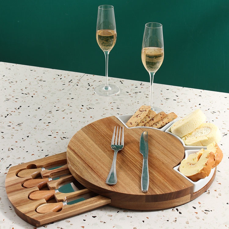 Round Cheese Cutting Board Set