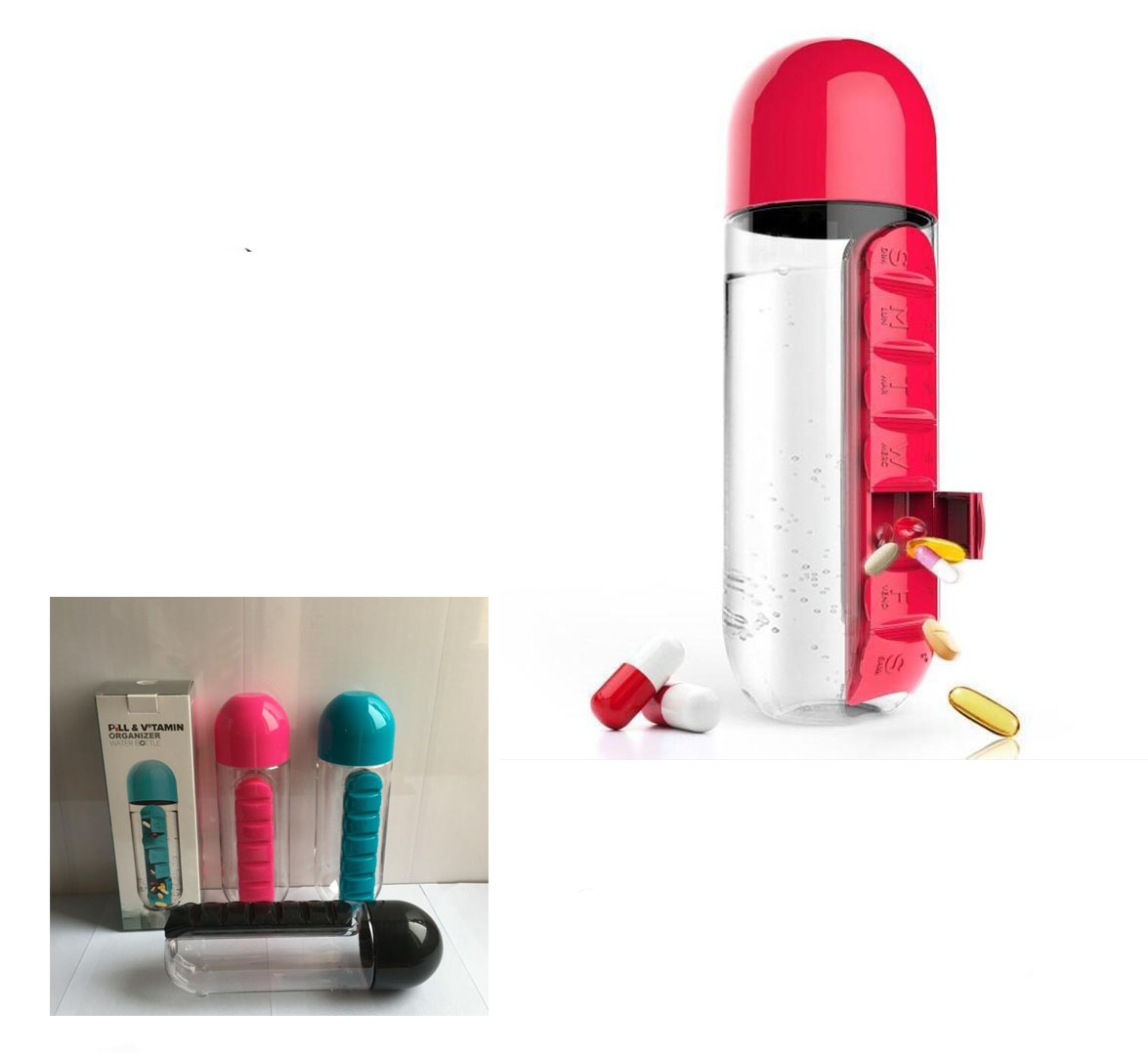 Water Bottle With Daily Pill Box
