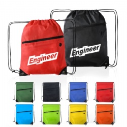 Drawstring Backpack w/ Front Zipper Pocket