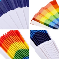Rainbow Plastic Folding Fan