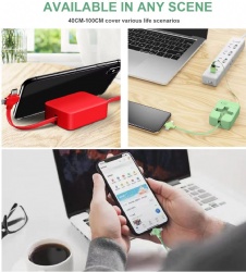 Retractable Three in One Charging Cable With Phone Holder