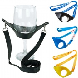 PVC Wine Glass Holder With Polyester Lanyard