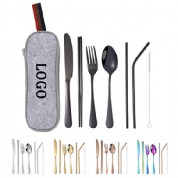 Stainless Steel Tableware Set with Pouch