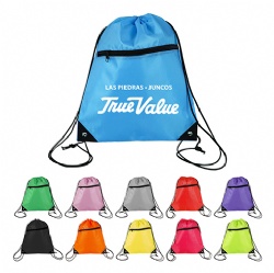 Drawstring Backpack With Zipper Pocket