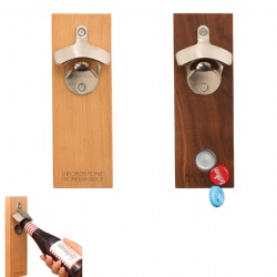 Wooden wall mounted bottle opener					