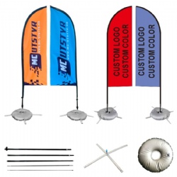 9' Custom Feather Flag Kit - Double Sided W/Cross Base & Water Bag