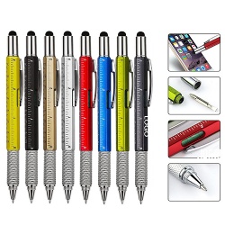 Multi-tool Ballpoint Pen/Ruler/Level Gauge w/ Screw Heads