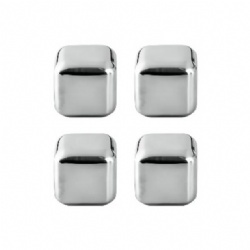 Set of 4 Stainless Steel Whiskey Chilling Rocks With Clip
